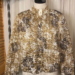 Ruby Rd. Petite Jacket. Gold/Brown/white size PXL